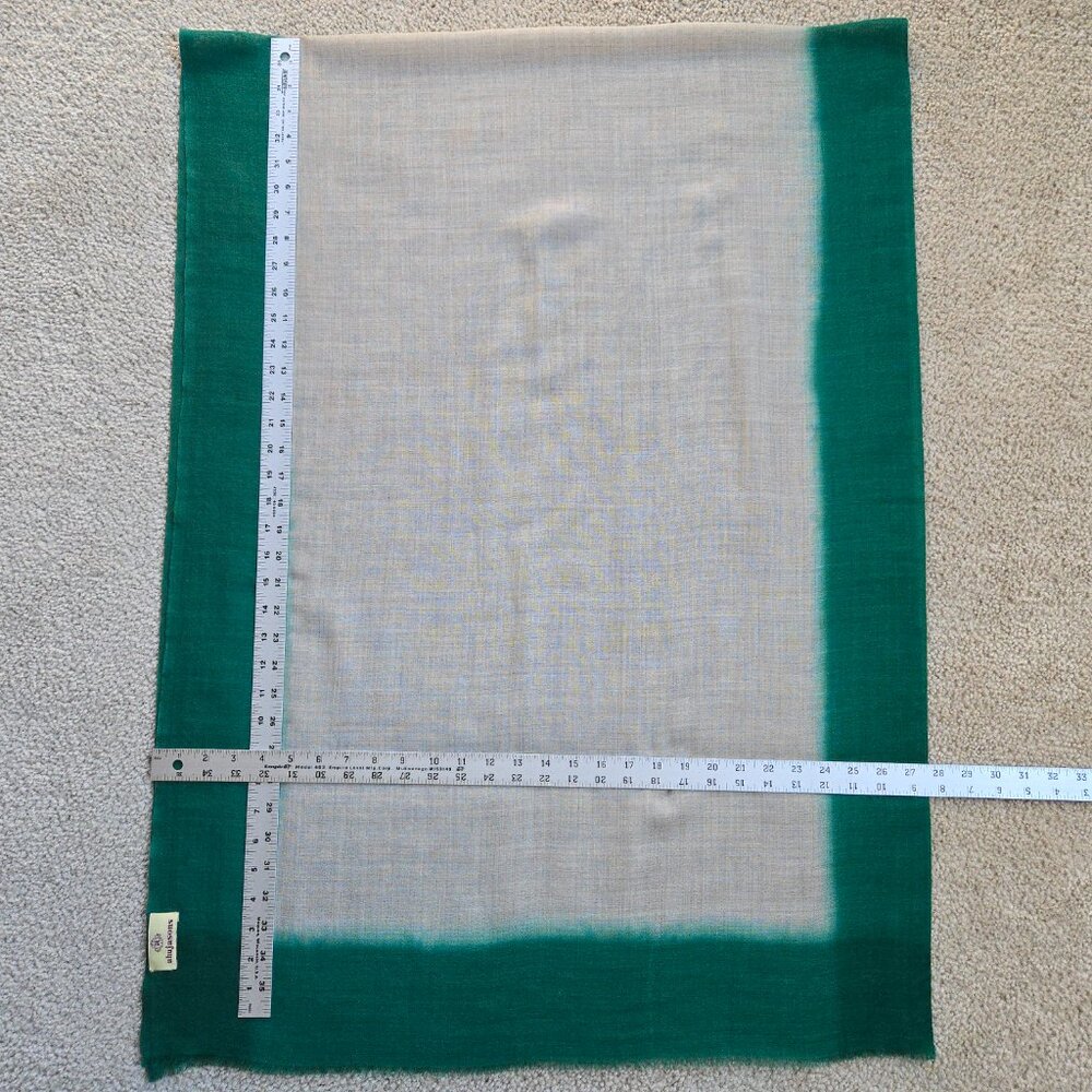 NWOT Lightweight Wool Scarf Ahujasons Green and Natural/Tan - Picture 7 of 12